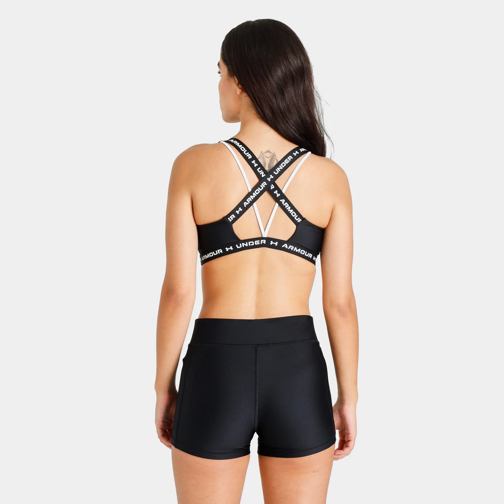 Under Armour Women's Crossback Low Bra Black / White - White