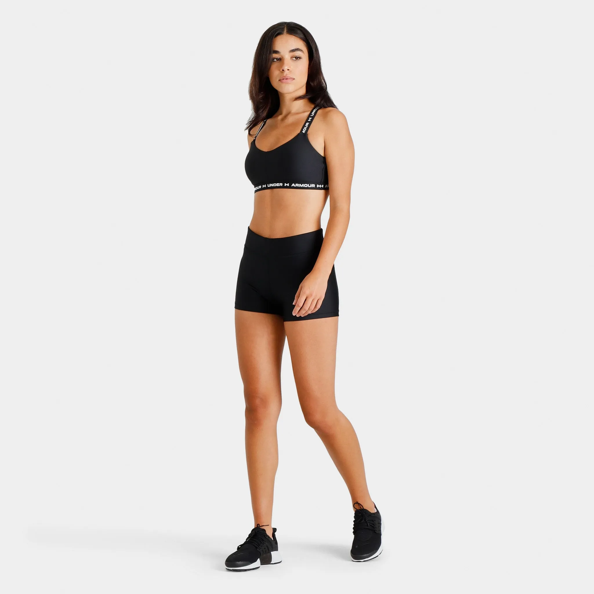Under Armour Women's Crossback Low Bra Black / White - White
